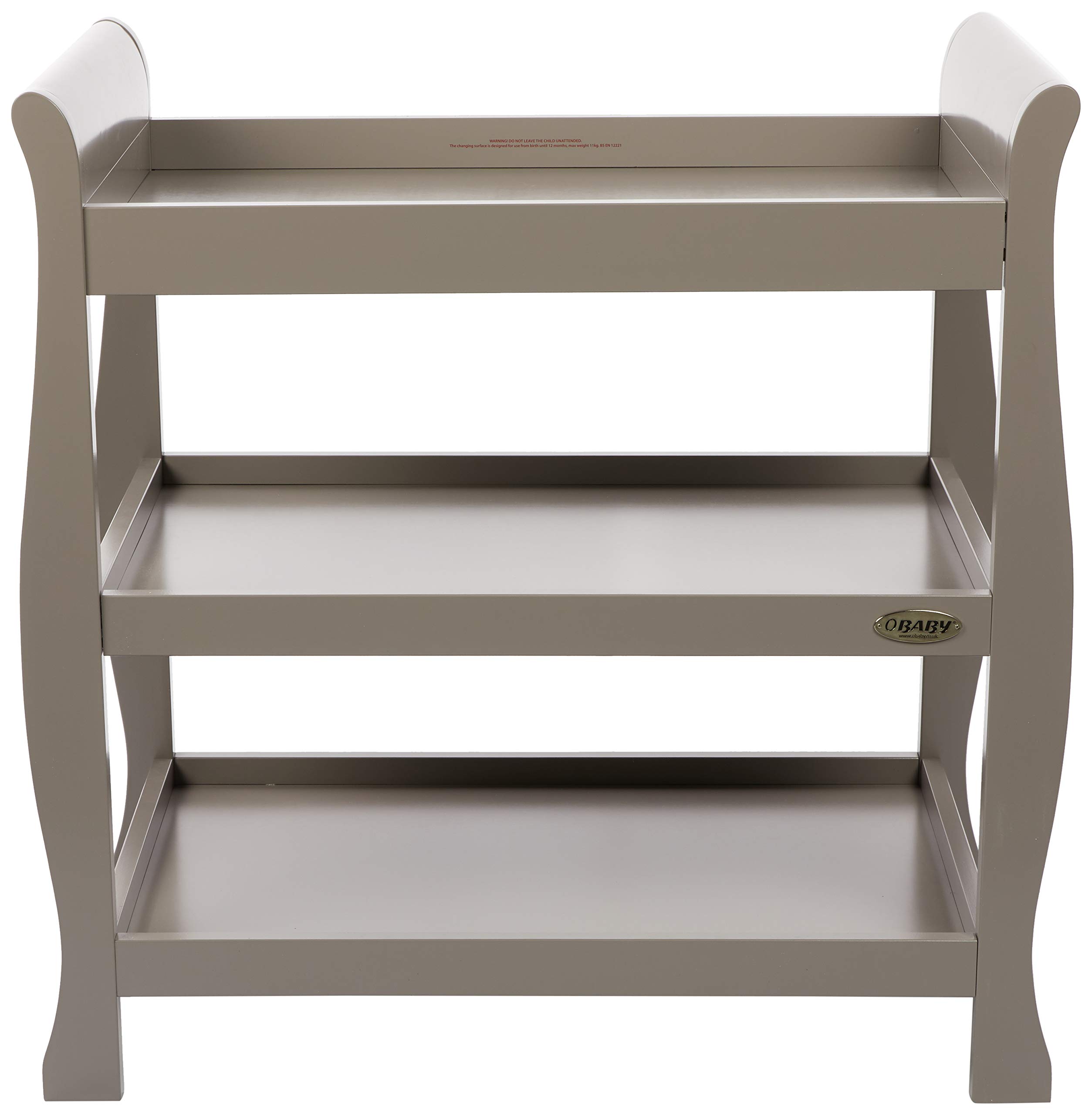 Obaby Stamford Open Baby Changing Table - Taupe Grey | Safe & Sturdy Nursery Furniture for Diaper Changes & Baby Care Essentials Storage