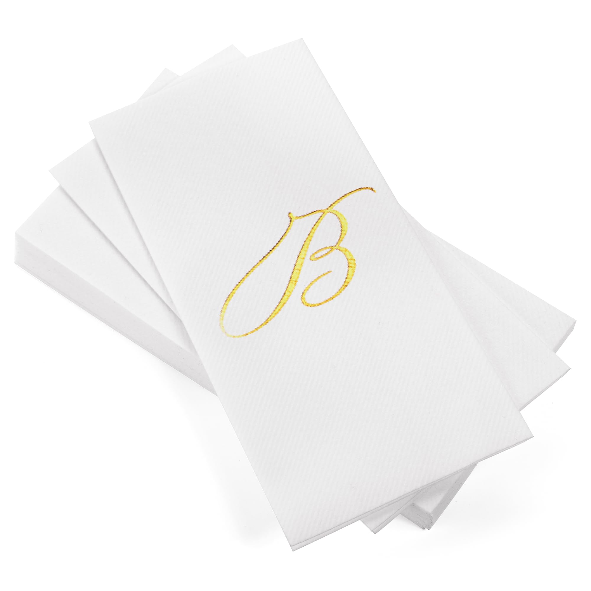 AMERICAN HOMESTEAD Disposable Hand Towels - Elegant Gold Foil Monogrammed Guest Napkins, Premium Linen-Like Bathroom Paper Towels for Weddings, Parties & Events - 50 Count (Gold B) - Perfect for Upscale Restrooms, Bridal Showers & Luxury Home Entertaining