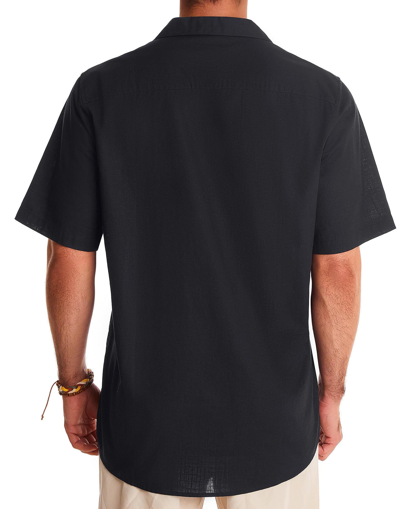 Men's Linen Short Sleeve Button Down Shirts - Breathable Cotton Summer Casual Shirts for Beach, Vacation & Hawaiian Style | Perfect for Tropical Getaways, Pool Parties & Summer Outings
