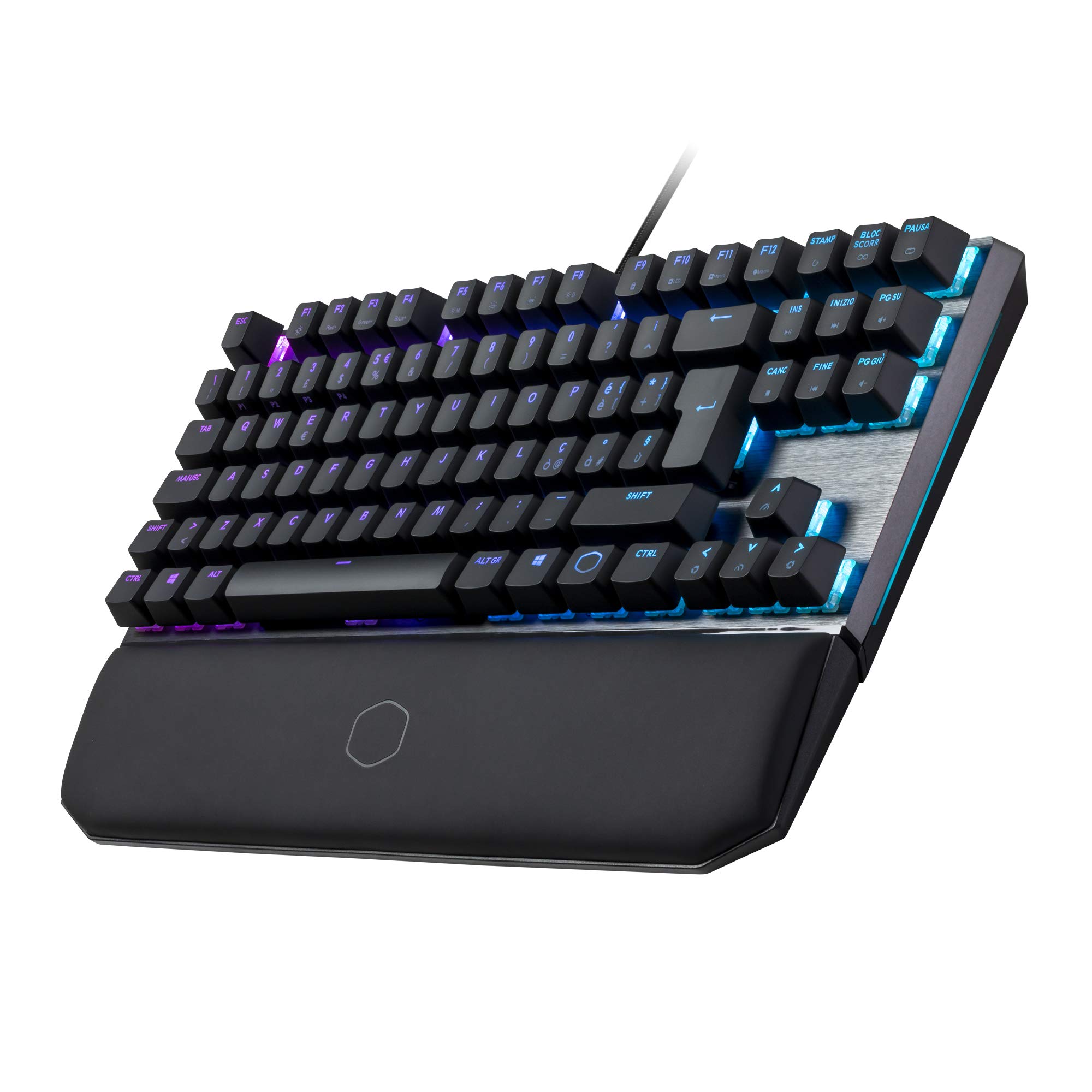 Cooler Master MK730 Mechanical Gaming Keyboard - RGB Backlit, Floating Switch Design, Brushed Aluminum Plate, Magnetic Wrist Rest - TKL Layout, Cherry MX Red Switches (Italian) - Perfect for Gaming, Typing & Office Work