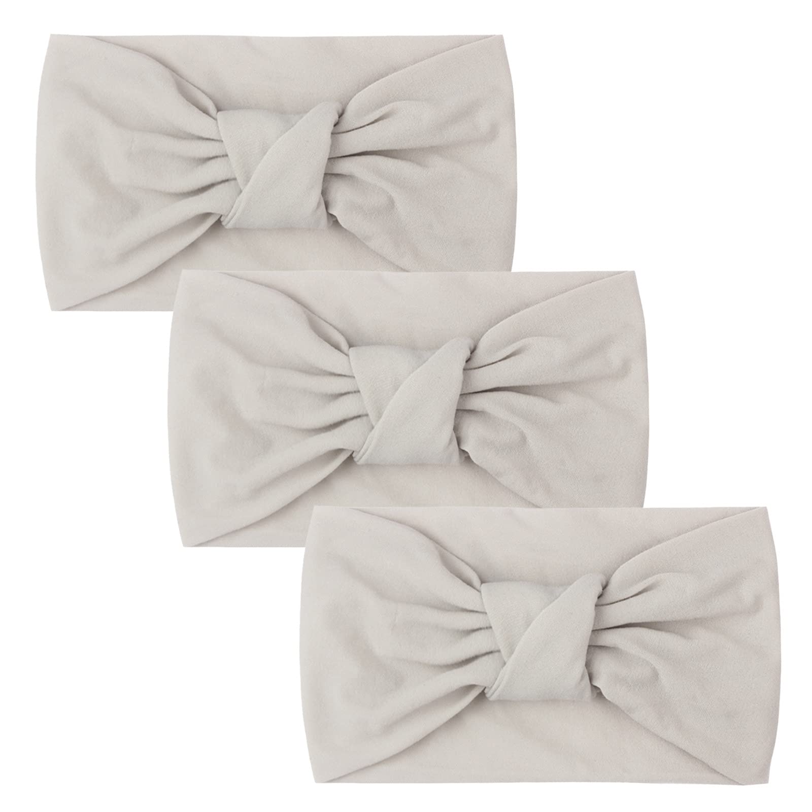 3-Pack Knotted Baby Headbands for Girls - Soft Solid Hair Accessories for Toddlers & Kids (One Size) - Perfect for Daily Wear, Parties & Photo Shoots