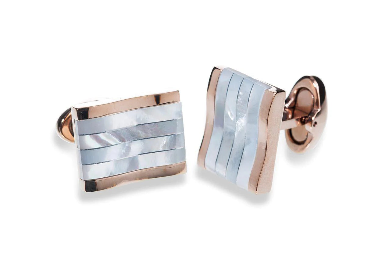 Elegant Rose Gold Cufflinks with Mother of Pearl for Men - Perfect Wedding Gift for Groom, Best Man, Usher & Father of the Bride | Formal Attire Accessories for Weddings, Prom & Black Tie Events