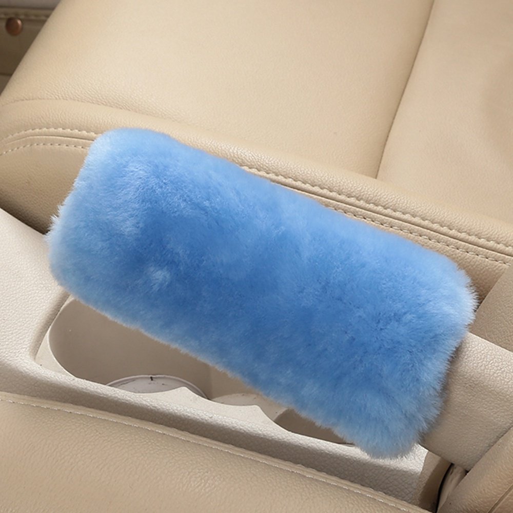 Dotesy 3-Piece Genuine Sheepskin Steering Wheel Cover Set with Gear Shift & Handbrake Cover - Universal Fit for 15