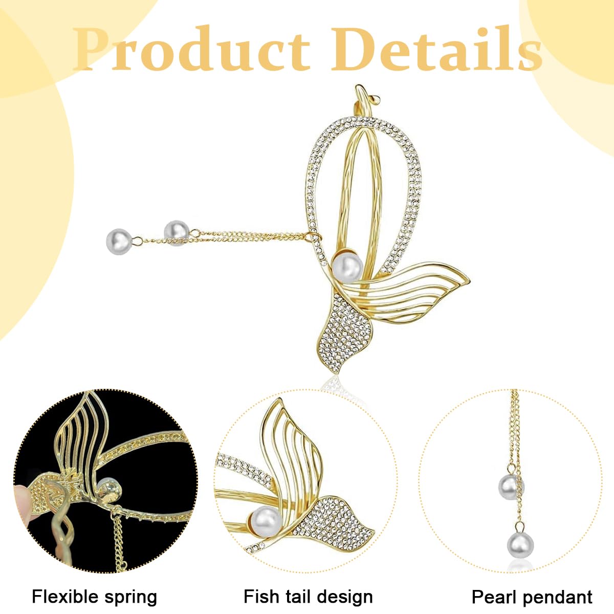 PALAY® Non-Slip Rhinestone Hair Clips for Women - Gold Mermaid Tail Jaw Claw, French Style Banana Clip Hair Accessories for Bun & Twist Hairstyles | Perfect for Parties, Weddings & Everyday Use