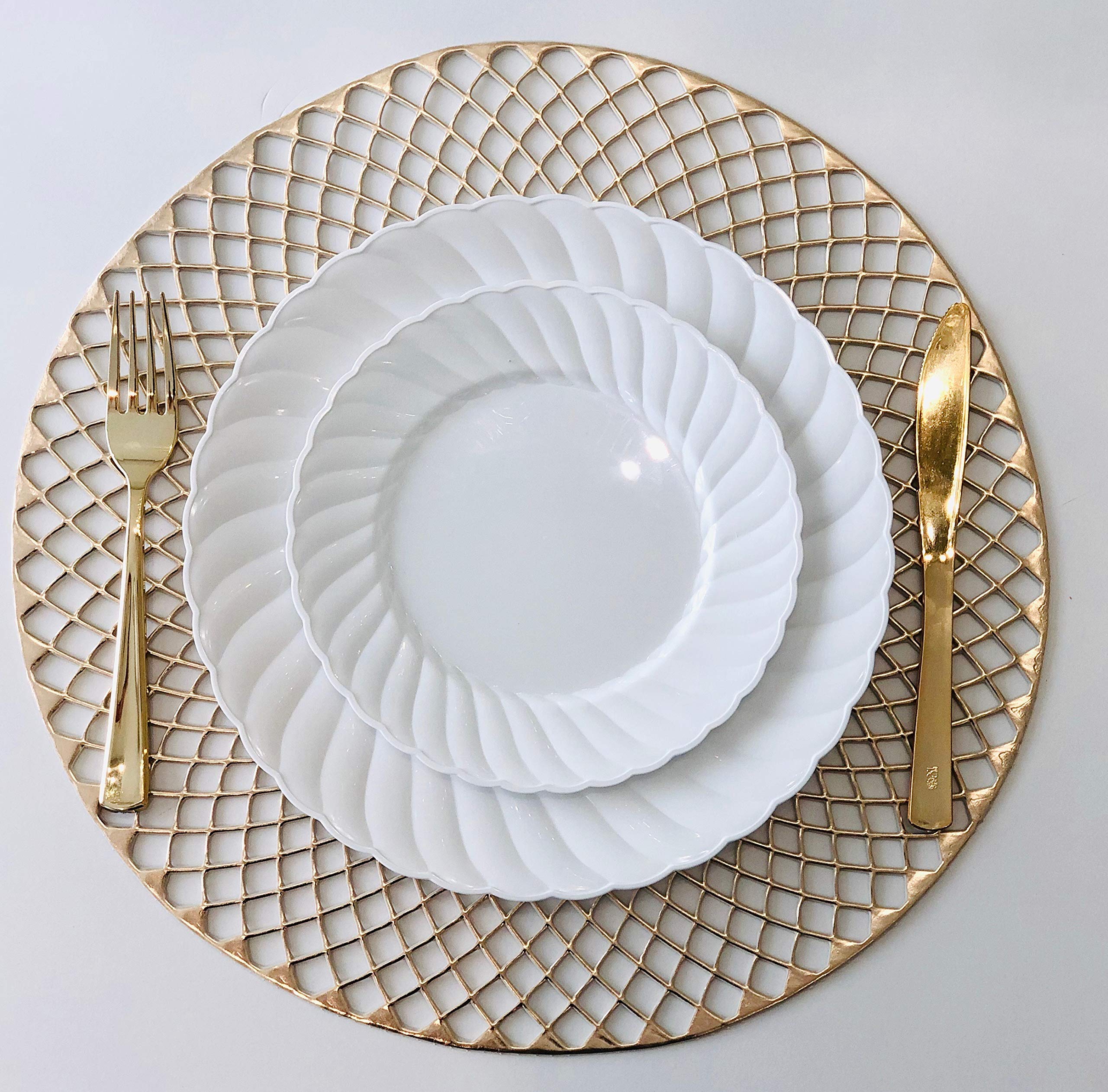 240-Pack Heavyweight Disposable Plastic Plates for Wedding & Party - 7.5'' Appetizer/Dessert Plates in Elegant White Blossom Design | Perfect for Bridal Showers, Birthday Celebrations & Catering Events