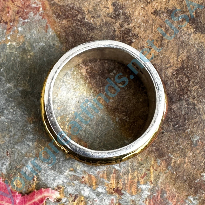 Sterling Silver Brass & Copper Wide Band Spinner Ring Size 7 for Men & Women - Stress Relief Fidget Jewelry for Anxiety, Meditation & Focus - Trendy Unisex Fashion Accessory