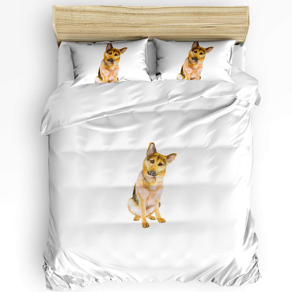Clouday Twin Duvet Cover Set 3 Pieces - 3D German Shepherd Dog Pattern Bedding Set for Women & Men | Soft Comforter Cover with 2 Pillowcases | Cozy Home Decor for Pet Lovers & Animal Theme Bedrooms