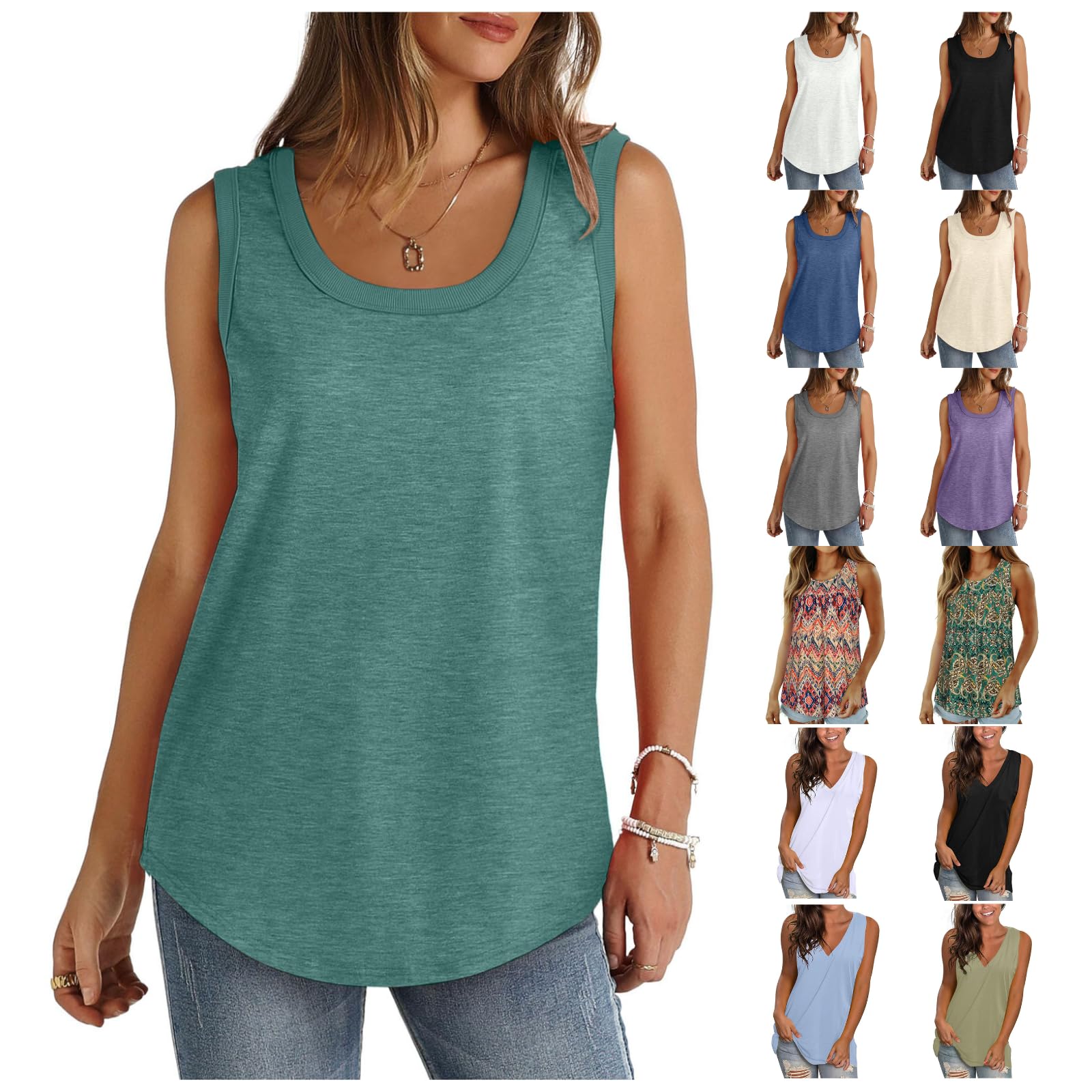 Women's Dressy Casual Tank Tops - Loose Fit Crew Neck Sleeveless Summer Tunic T-Shirts 2025 | Perfect for Beach, Vacation & Everyday Wear