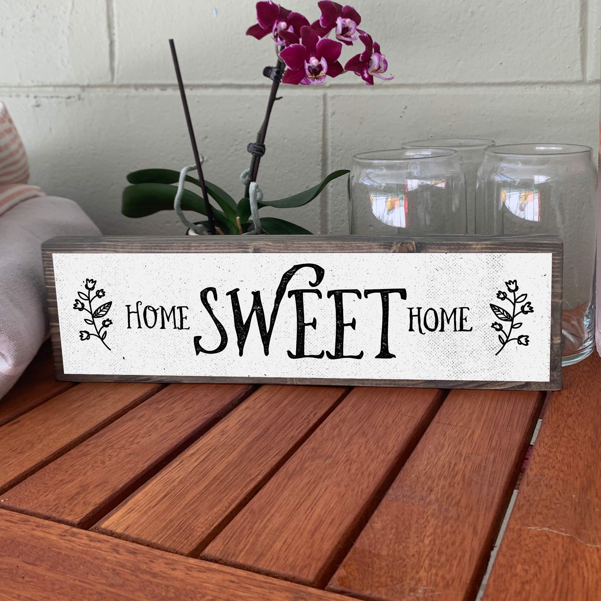 Rustic Home Sweet Home Wood Sign - Medium Size Wood & Metal Wall Decor for Farmhouse, Living Room, Bedroom, Entryway