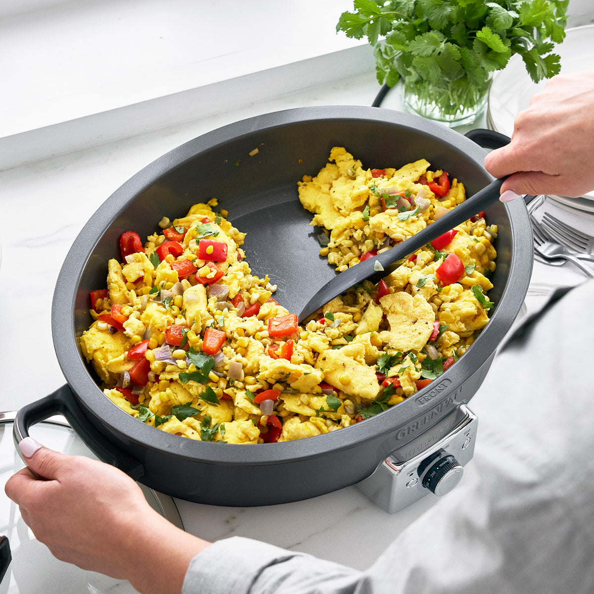 Elite 5.5 Quart Oval Electric Skillet with Adjustable Temperature - Nonstick Cooking Pan for Frying, Searing & Slow Cooking | Perfect for Family Dinners, Camping & Holiday Meals | Graphite Color
