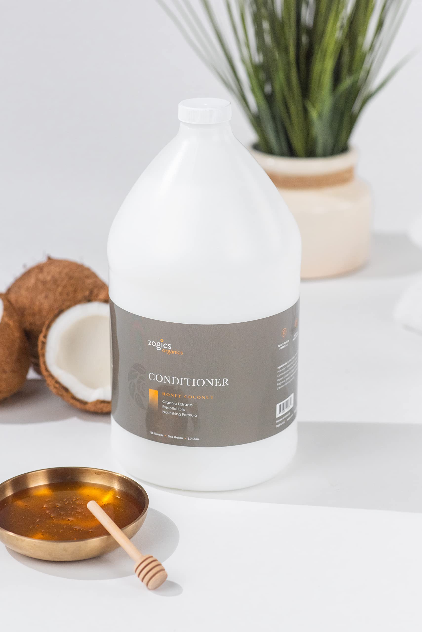 Zogics Organics Hydrating Deep Conditioner - Honey Coconut Hair Conditioner with Natural Ingredients like Honey Powder, Aloe Vera, Avocado & Jojoba (4 Gallon Case) | For Dry, Damaged Hair & Scalp Care | Salon & Home Use