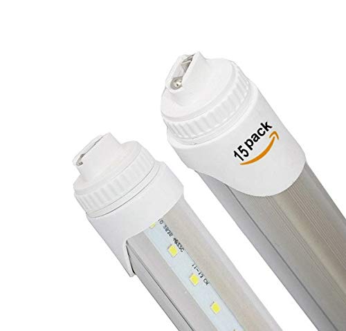 CYLED T8/T10/T12 LED Light Tube 8ft 40W R17d - 12-Pack, Cool White 5500K, Frosted Cover, Double Ended Power - Replacement for 38177-4 & F96T12/CW/HO 110W Fluorescent Tubes - Perfect for Warehouses, Garages, and Commercial Lighting