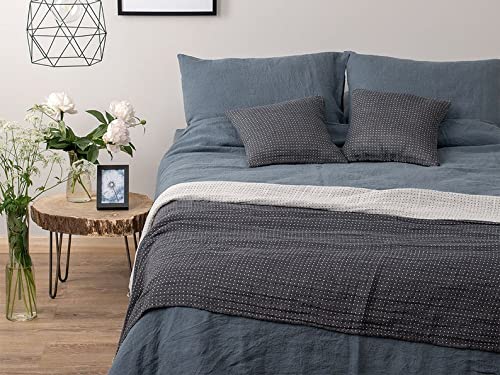 Premium Charcoal Gray Cotton Bedding Set - 3 Piece Washed Cotton Duvet Cover & Pillowcases - Soft Queen Size Bedding Set for Cozy Sleep & Stylish Bedroom Decor