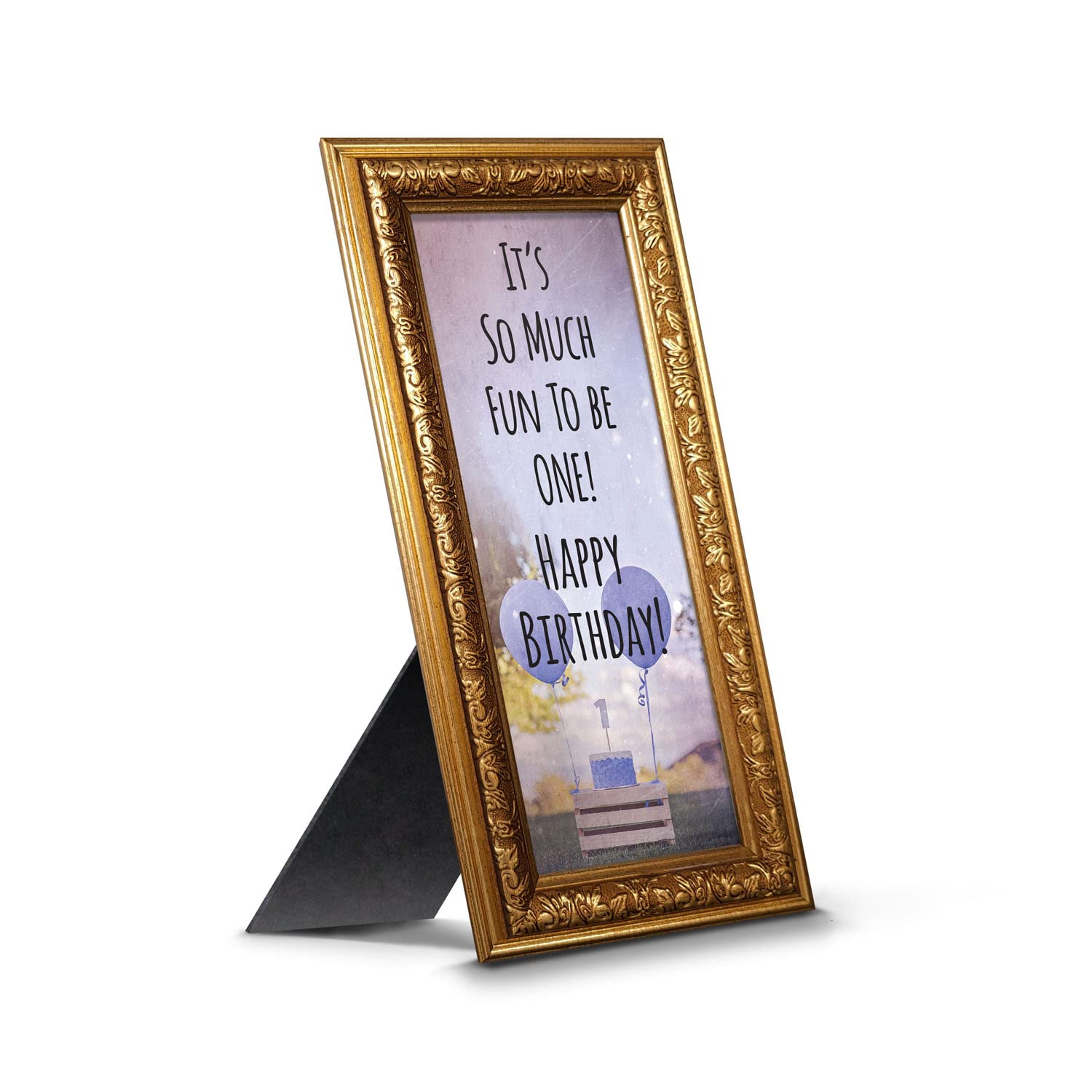 1st Birthday Picture Frame for Baby Boy - First Birthday Keepsake Gift, Nursery Decor & Home Decoration - Perfect for 1 Year Old Birthday Party, Baby Shower Gift, and Nursery Wall Display (7403G)