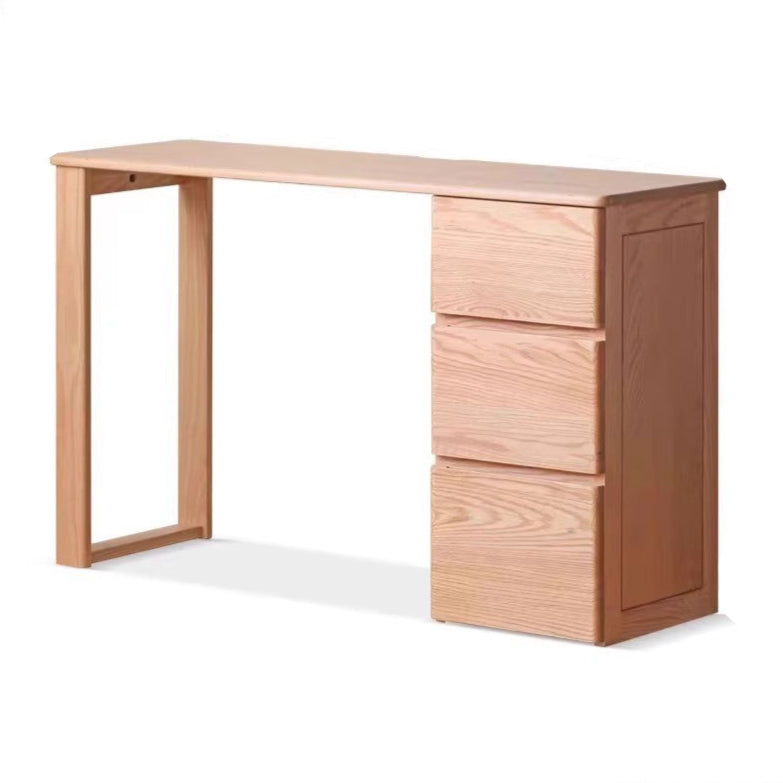 Solid Oak Wood Narrow Long Table with Storage Cabinet - Perfect for Small Spaces, Entryways & Home Offices