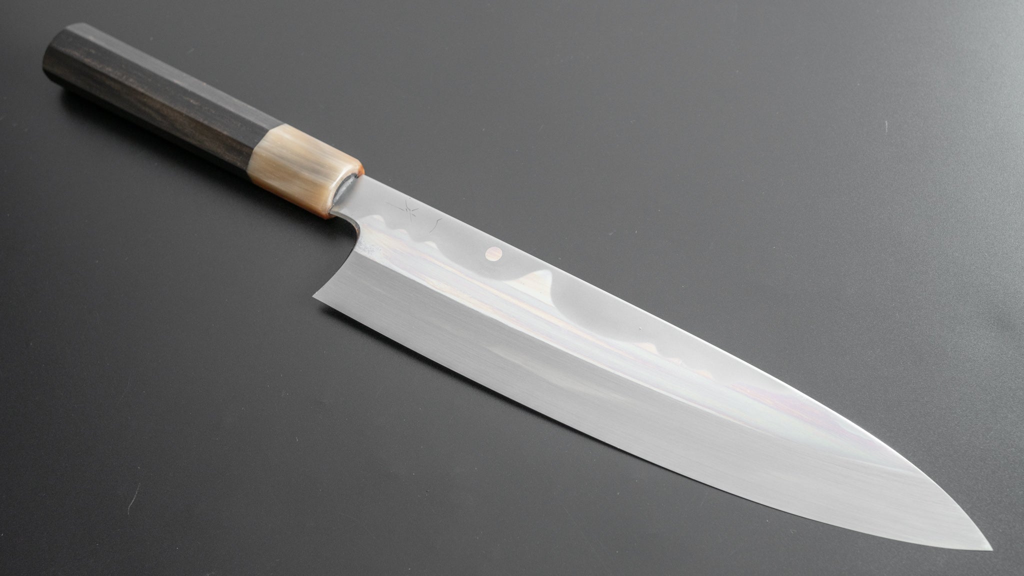Hitohira Togashi Kyuzo White #1 Fuji Hakumon Mizu Honyaki Gyuto 240mm Japanese Chef Knife with Taihei Ebony Handle & Saya (045) - Premium Kitchen Knife for Professional Chefs & Home Cooking Enthusiasts, Perfect for Slicing, Dicing & Precision Cutting