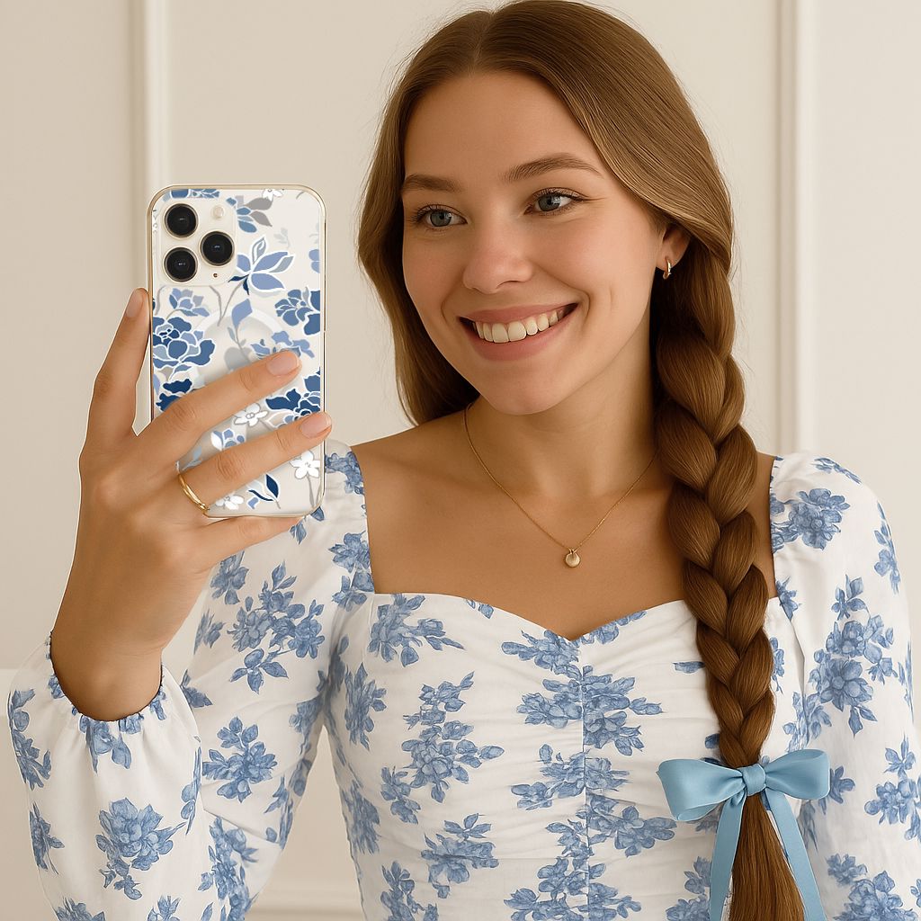 MagSafe iPhone 16 Pro Max Case - Blue Pattern Clear Protective Cover with Magnetic Alignment | Perfect for Everyday Use, Travel & Wireless Charging