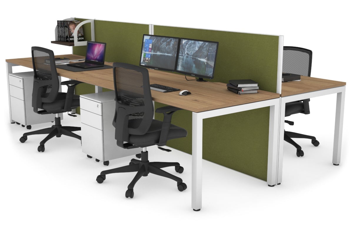 Horizon Quadro 4-Person Office Workstation Bench with Square Legs - 1200L x 800W Dimensions, Cable Management Scallop - Perfect for Collaborative Workspaces, Conference Rooms & Open Office Layouts
