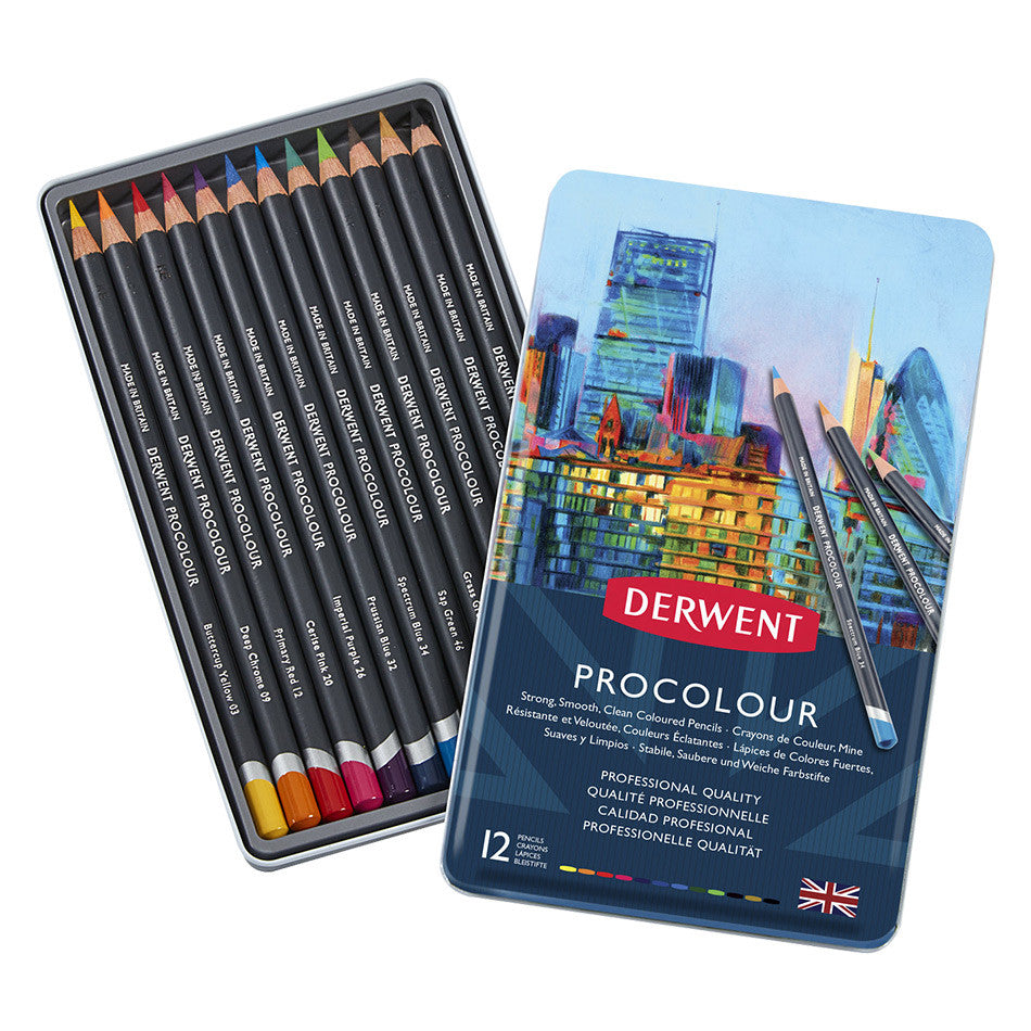 Derwent Procolour Colored Pencils Set of 12 - Premium Artist Drawing Pencils for Sketching, Coloring & Professional Artwork - Perfect for Artists, Students & Adult Coloring Books