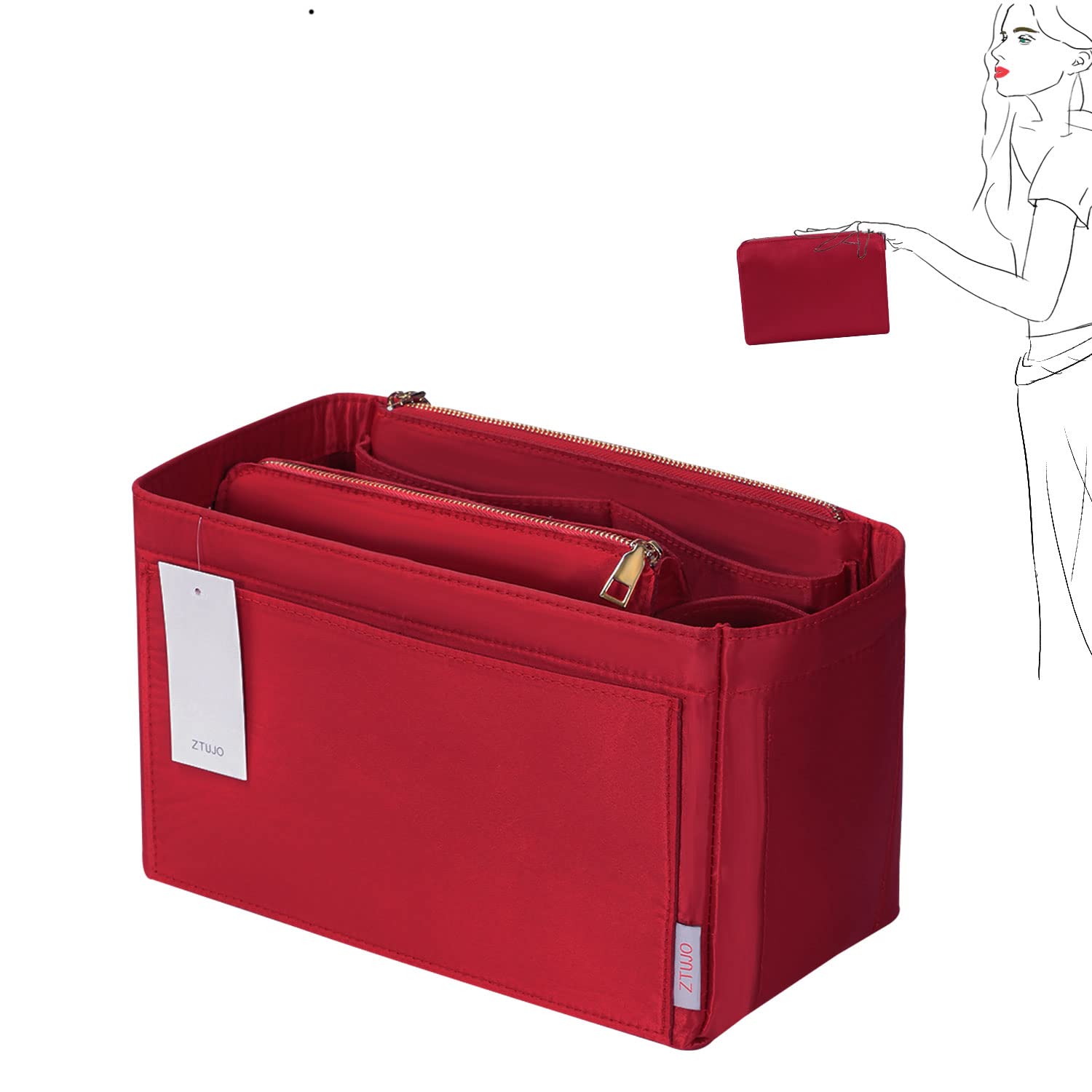ZTUJO Felt Purse Organizer Insert for Louis Vuitton Speedy, Neverfull, Graceful & Tote Bags - Handbag Shaper & Storage Solution for Travel, Work & Daily Essentials
