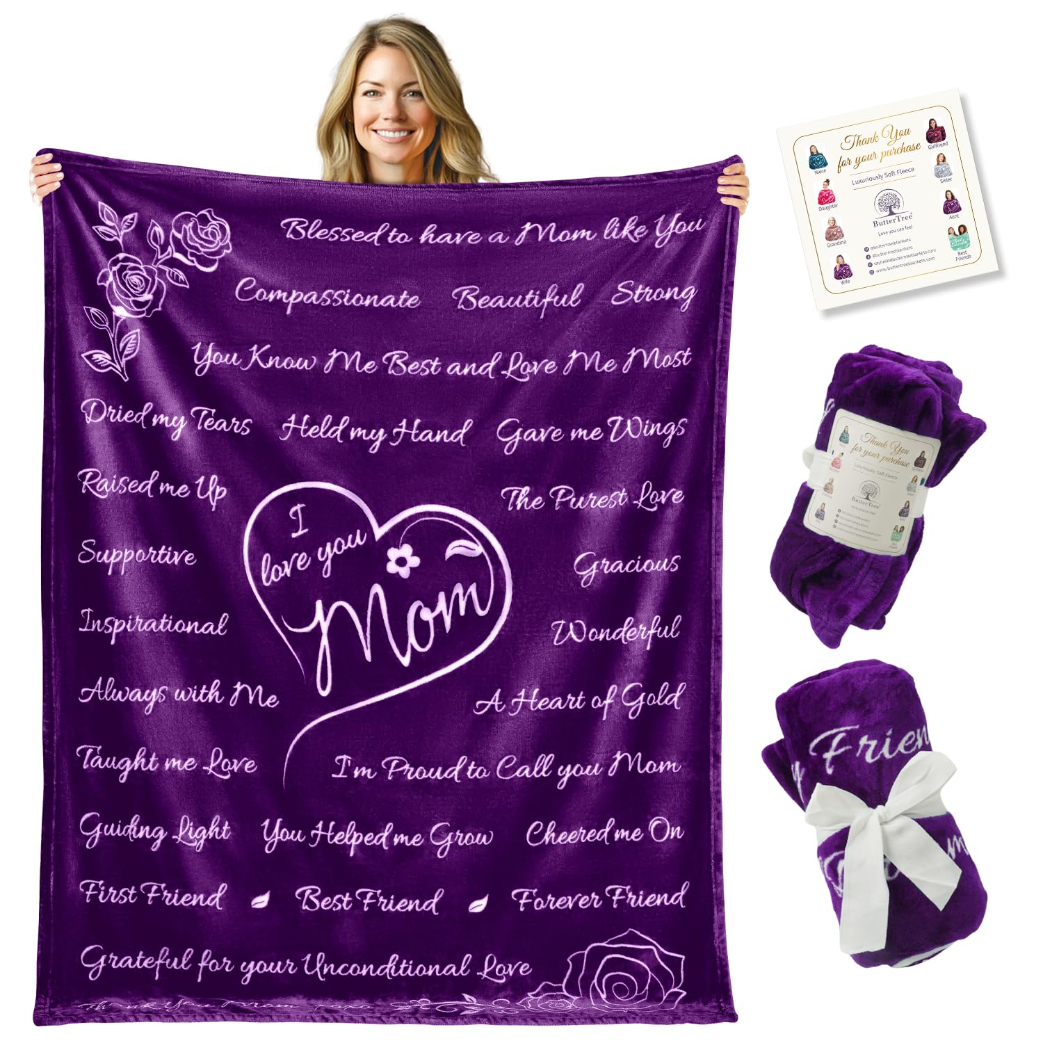 ButterTree Cozy Purple Blanket for Mom - 65
