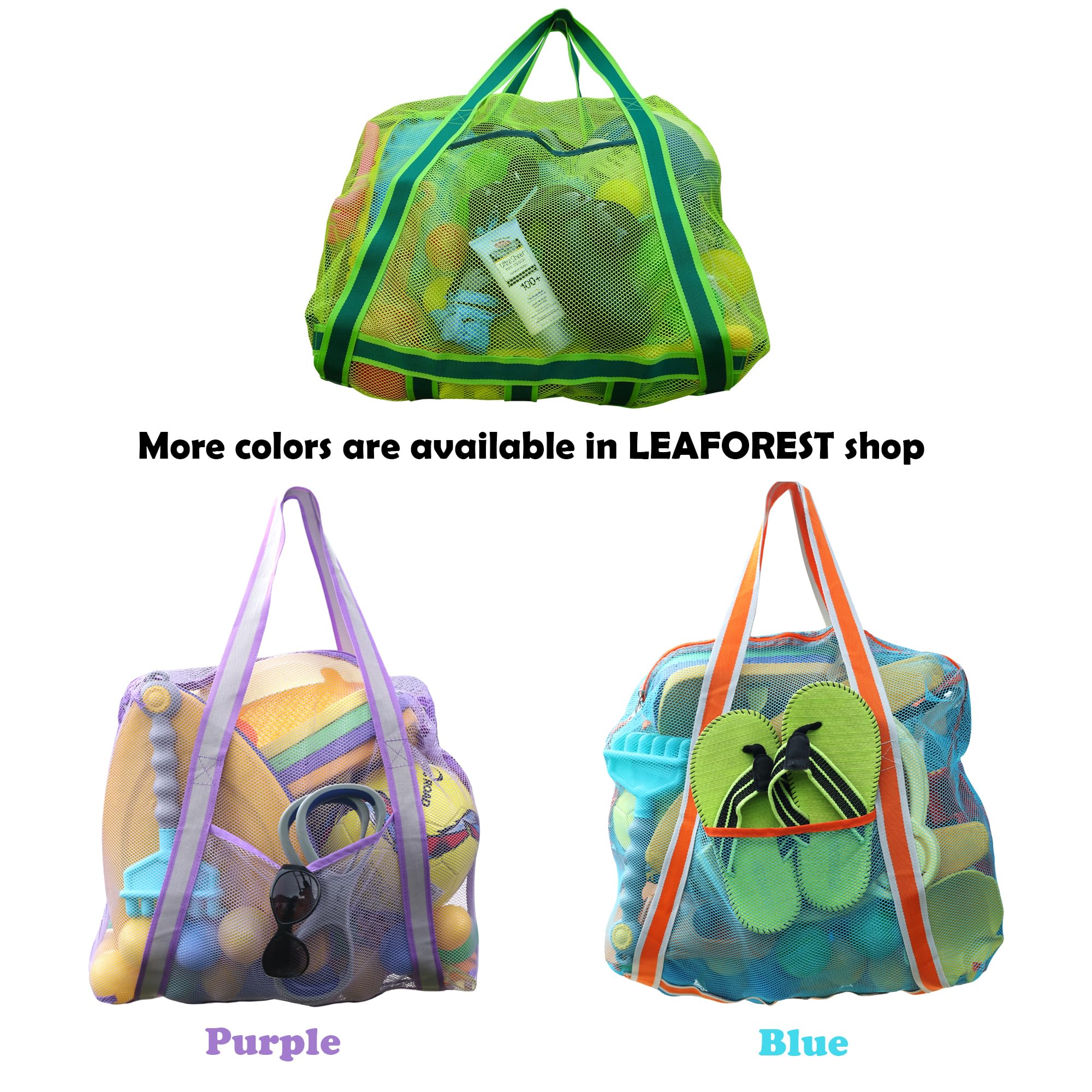 Large Zippered Beach Bag - Lightweight Mesh Toy Storage for Pool, Sand & Swim Gear - Perfect for Beach Trips, Pool Parties & Outdoor Adventures