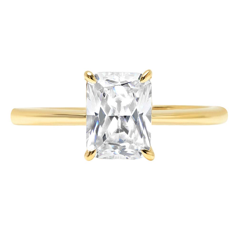 1.0 Carat Brilliant Radiant Cut Solitaire Moissanite Engagement Ring - VVS1 D Color, Flawless, 14K Yellow Gold 4-Prong Setting for Women | Wedding, Bridal, Promise & Anniversary Jewelry Gift for Her
