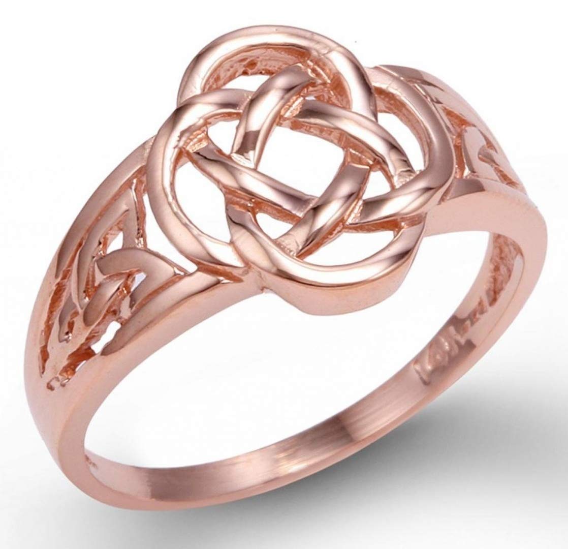 14K Rose Gold Trinity Triquetra Ring for Women - Size 4.75 - Elegant Celtic Knot Jewelry for Gifts, Anniversary & Everyday Wear