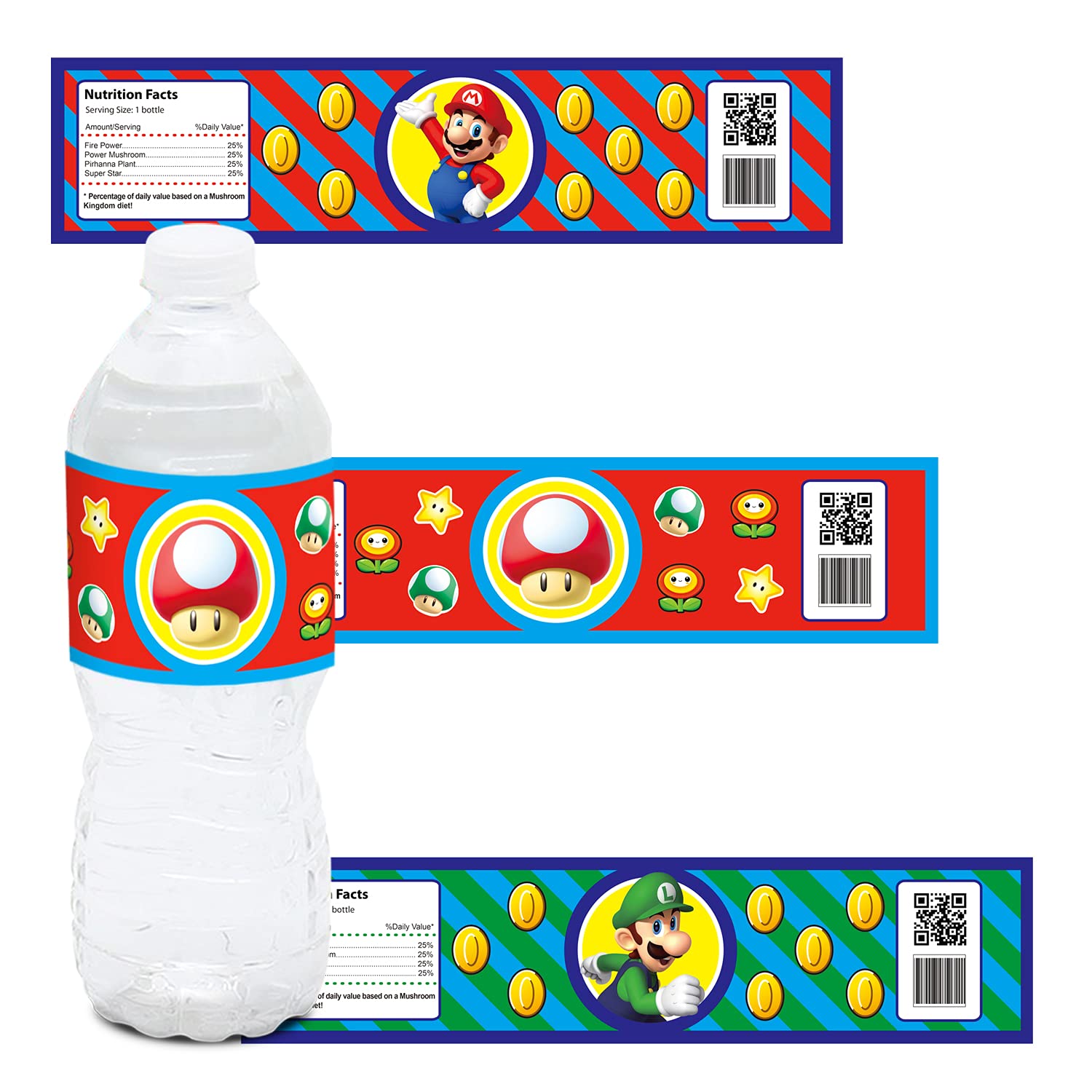 Phoenix Party 15-Pack Mario Bottle Stickers - Waterproof Game Character Decals for Water Bottles, Tumblers & Party Decorations - Perfect for Birthday Parties, Gaming Events & Themed Celebrations