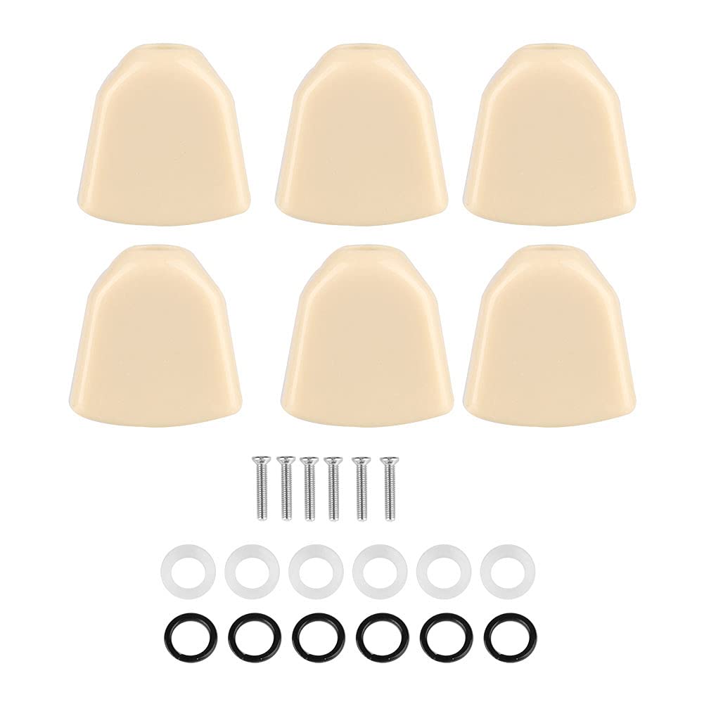 6-Piece Acrylic Guitar Tuning Pegs Set - Universal Machine Heads with Colorful Buttons (Beige) for Smooth String Adjustment | Perfect for Acoustic/Electric Guitar Maintenance & DIY Upgrades