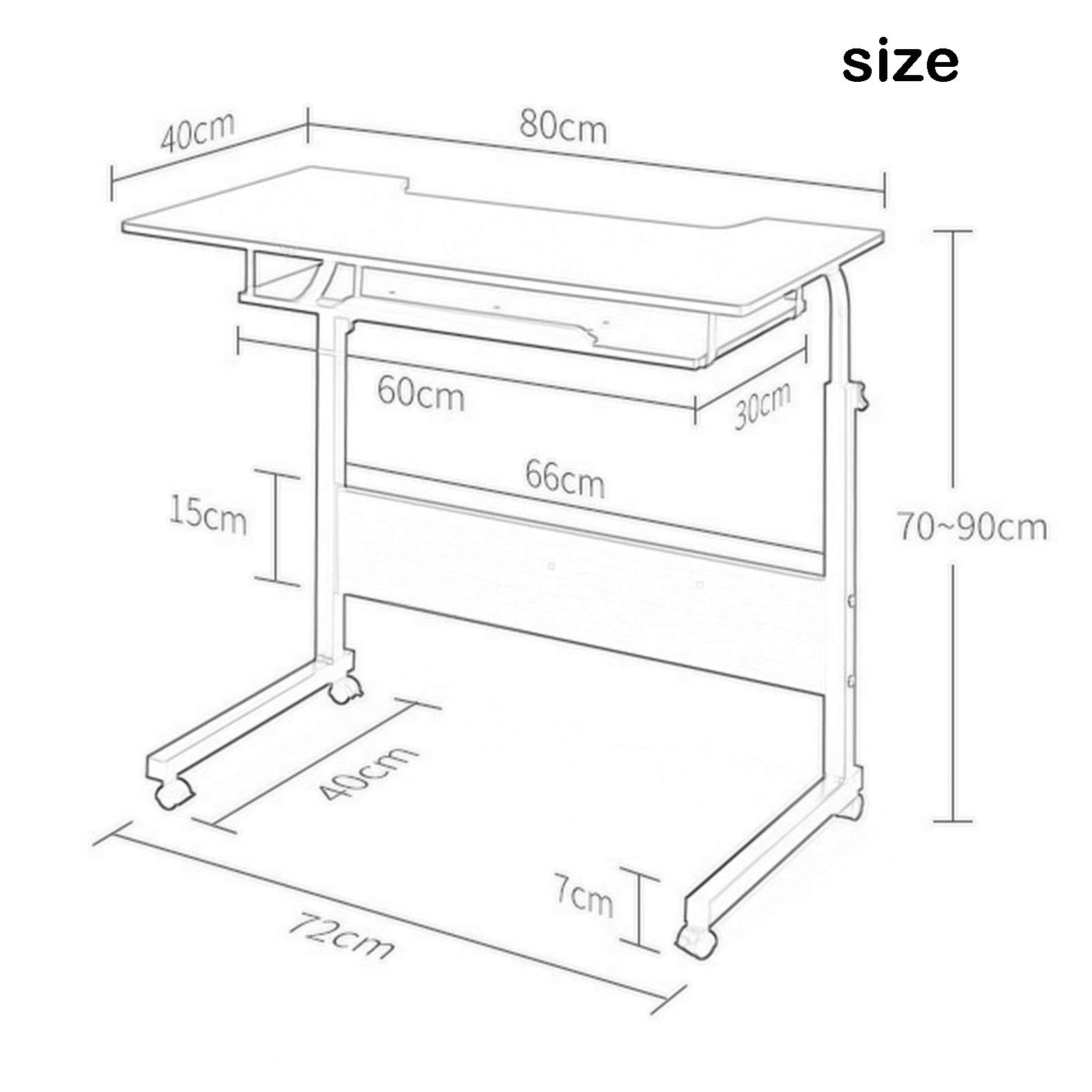 Adjustable Height Home Office Compact Computer Cart - Portable Laptop Desk with Wheels for Study, Bedroom & Living Room | Ergonomic Workstation for Remote Work & Online Classes (White Maple)