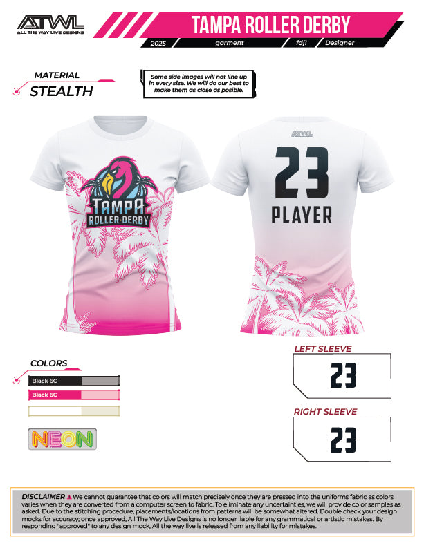 Tampa Bay Roller Derby Women's Crew Neck Jersey - Breathable Performance Shirt for Roller Skating, Derby Games & Sports Events