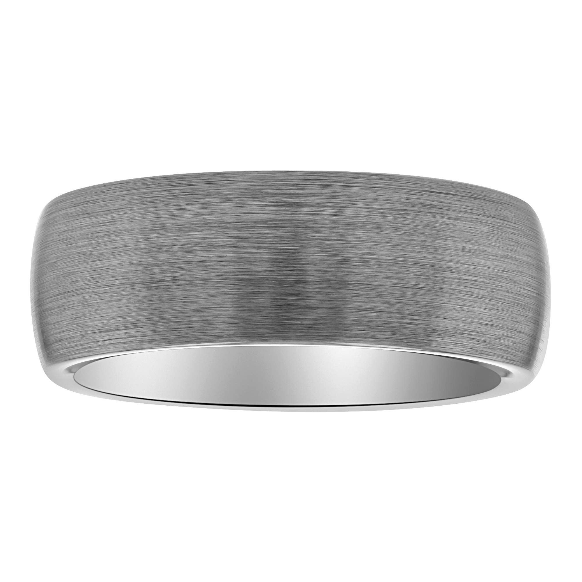 STEEL NATION Men's Tantalum Carbide 8mm Gray Satin Finish Wedding Band Ring - Durable & Hypoallergenic Tungsten Alternative for Men's Jewelry, Perfect for Engagement, Anniversary & Everyday Wear