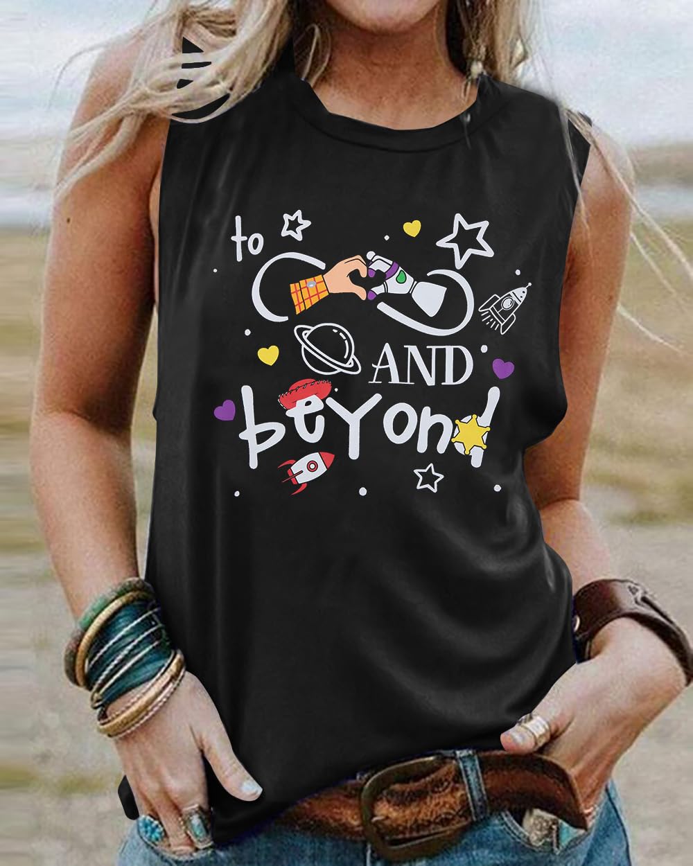 MYHALF Women's Hawaii Tank Tops - Summer Sleeveless Graphic Tees with Lightyear Toy Design - Perfect for Beach Vacations, Tropical Holidays & Casual Outfits