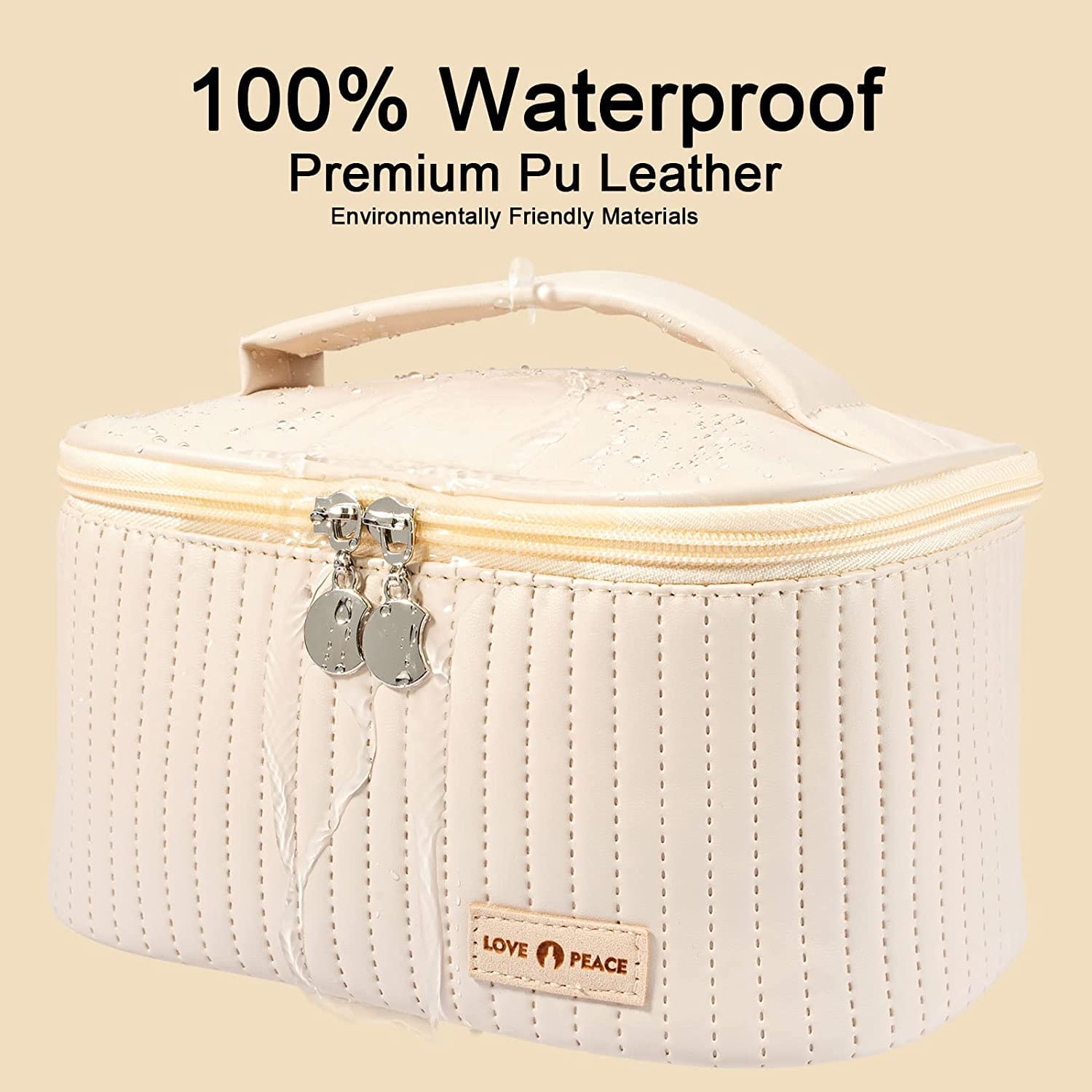 Faux Leather Travel Makeup Bag for Women & Girls - Waterproof Cosmetic Organizer & Toiletry Storage Pouch | Portable Makeup Case for Travel, Gym, Work & Daily Use | Perfect Gift for Her