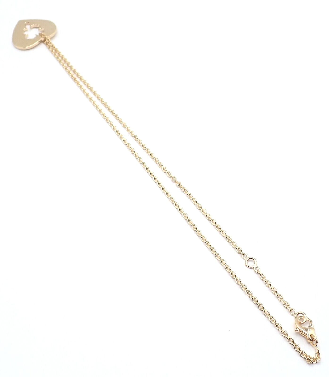 Authentic Chanel 4 Leaf Clover 18k Yellow Gold Heart Pendant Necklace - Elegant Link Chain for Women | Perfect Gift for Birthday, Anniversary & Special Occasions
