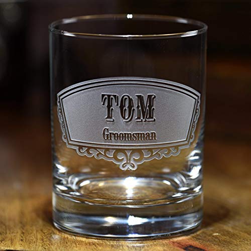 Personalized Engraved Double Old Fashioned Whiskey Glasses Set of 11 - Perfect for Scotch, Bourbon & Groomsmen Gifts - Ideal for Weddings, Bachelor Parties & Whiskey Tasting Events (Groomwsky11)