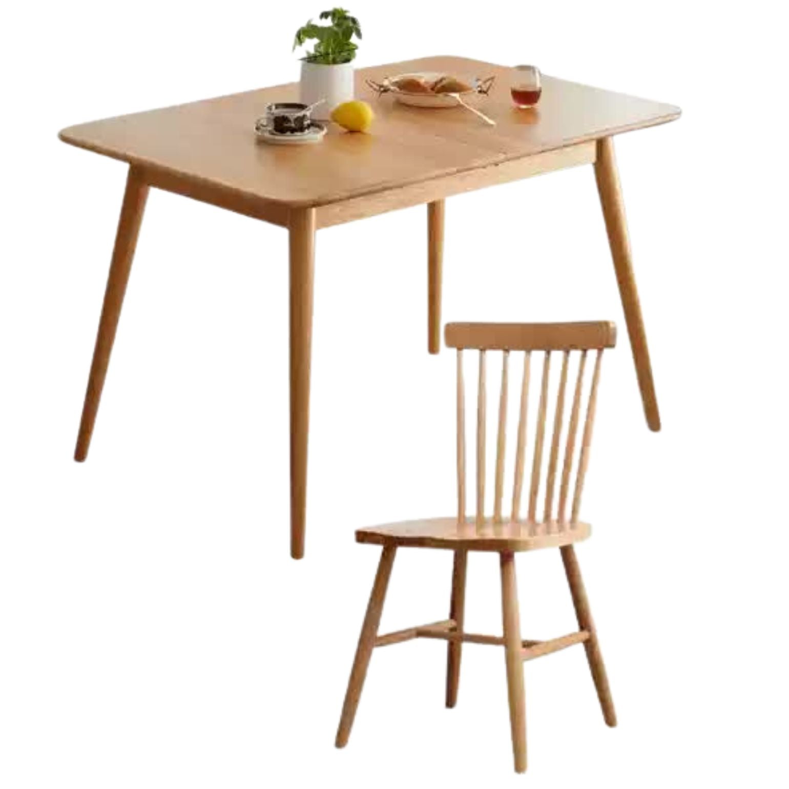 Solid Oak Wood Extendable Dining Table - Expandable for 6 to 8 People - Perfect for Small Spaces & Family Gatherings
