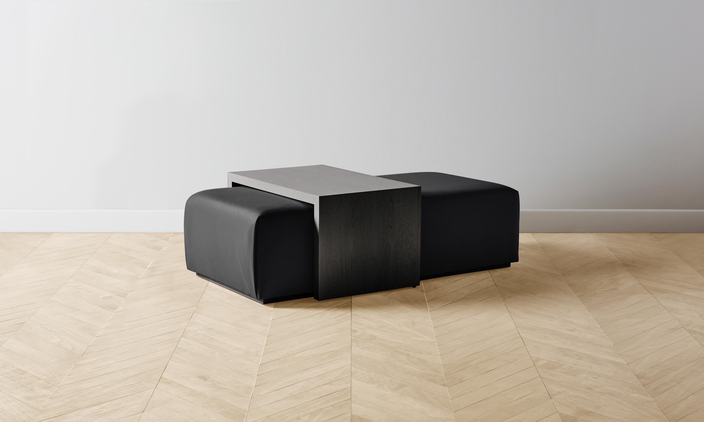 The Bowery Ottoman - Premium Pebbled Leather Storage Bench in Ink Black | Stylish Living Room, Bedroom & Entryway Seating with Hidden Storage