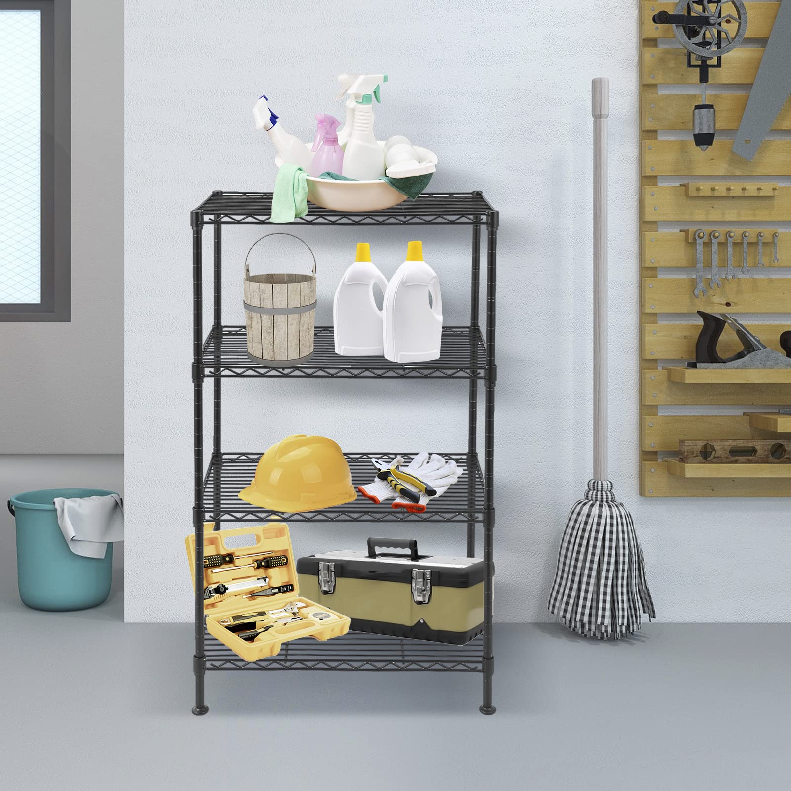 4-Tier Adjustable Metal Wire Shelf - NSF Certified Heavy Duty Storage Rack (340Lbs Capacity) - 12