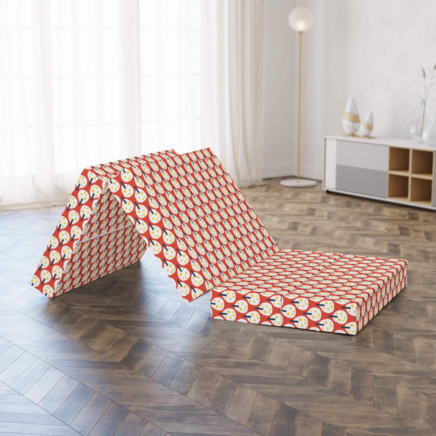 Ambesonne Abstract Foldable Mattress with Simple Fruit Trees Design, 74.8