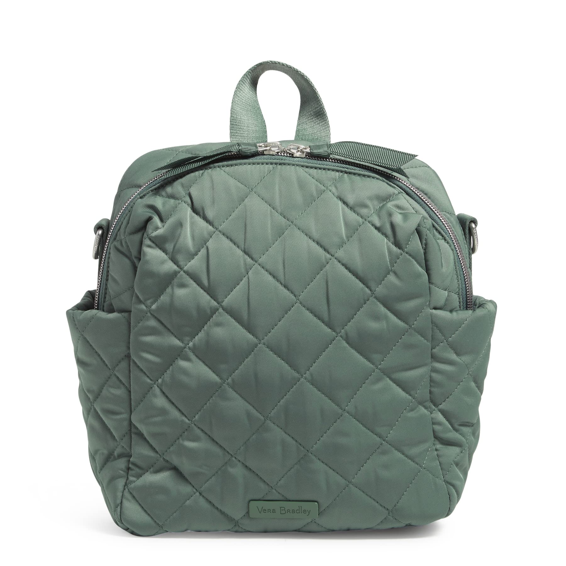 Vera Bradley Women's Performance Twill Convertible Small Backpack - Olive Leaf, Lightweight & Durable for Travel, Work, School & Everyday Use