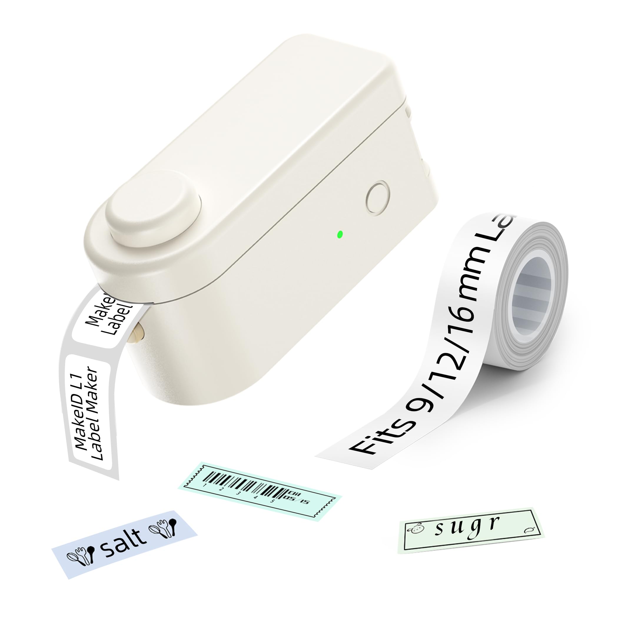 Makeid Wireless Label Maker Machine with 300dpi HD Printing - 9/12/16mm Waterproof Label Tape, Portable Rechargeable Label Printer with Built-in Cutter for Home, Office & Warehouse Organization (iOS/Android Compatible) - Perfect for Organizing Cables, Pantry Items & Storage Boxes