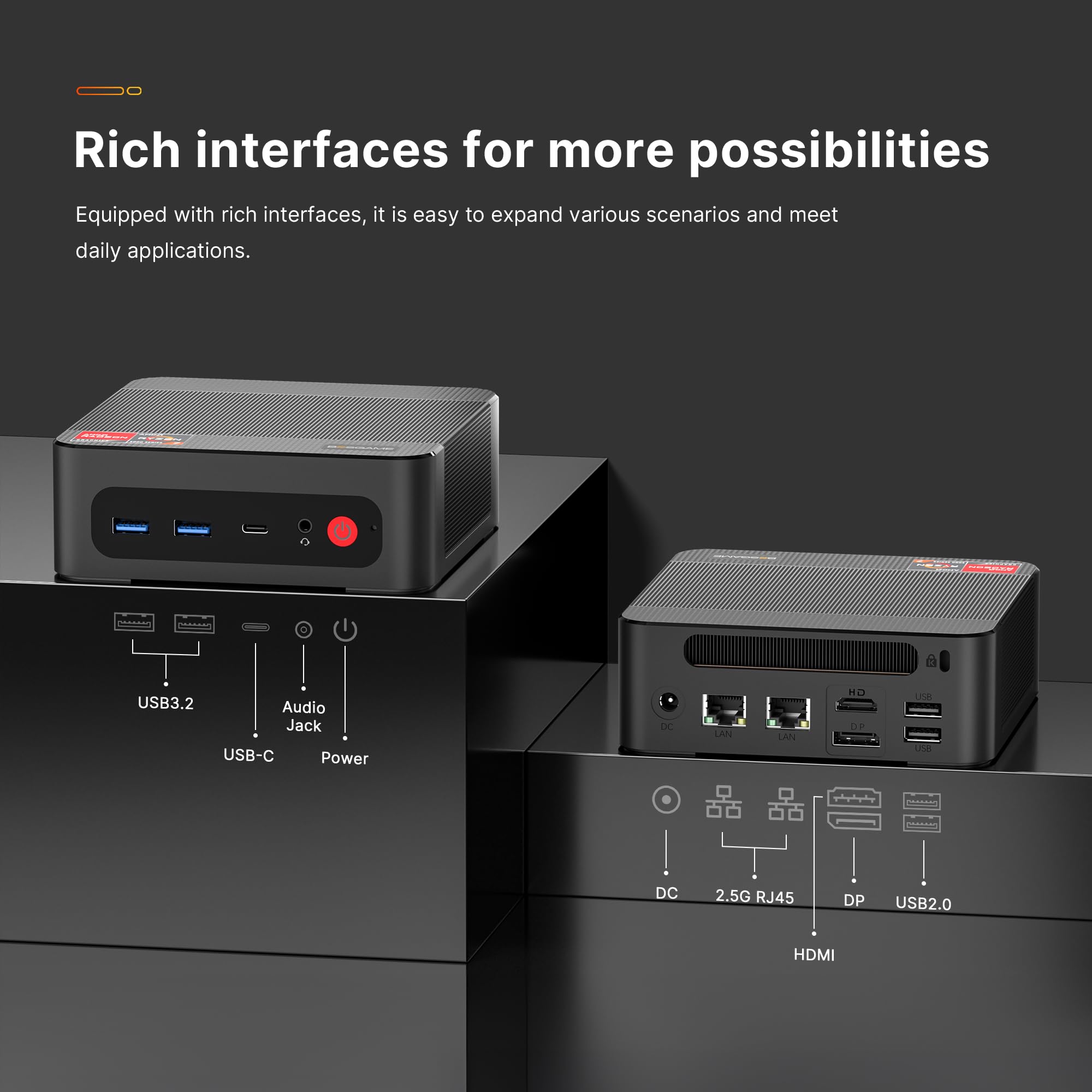 BOSGAME Mini PC Windows 11 Pro - AMD Ryzen 7 5825U (8 Core 16 Thread, up to 4.5GHz), 32GB DDR4 RAM, 1TB SSD, Dual LAN & Wi-Fi 6E/BT 5.2, 4K@60Hz Ultra Compact Desktop Computer - Perfect for Home Office, Gaming & Multimedia Entertainment