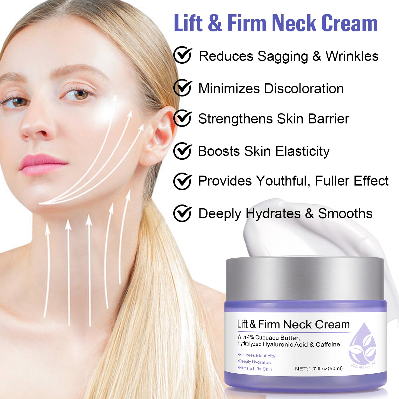 Anti-Aging Neck Firming Cream - Tightening & Lifting Treatment for Sagging Skin | Moisturizing Neck Cream for Crepey Skin & Wrinkles | Daily Skincare Routine for Youthful Neck & Décolleté