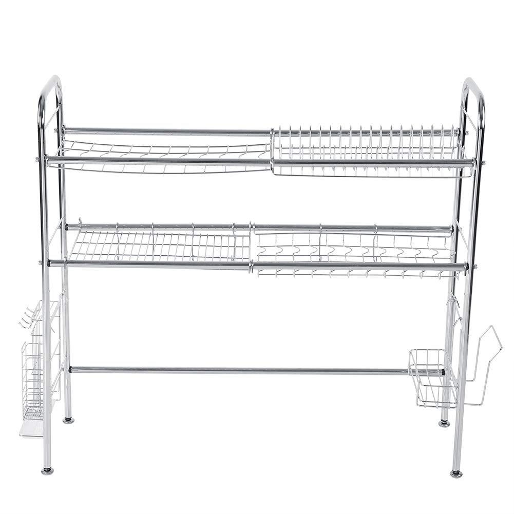 Stainless Steel Kitchen Storage Rack - 2 Tier Organizer for Utensils, Spoons, Chopsticks, Cutting Boards, Plates & Bowls (86 x 28 x 83cm) - Space Saving Solution for Pantry, Countertop & Small Kitchen Organization