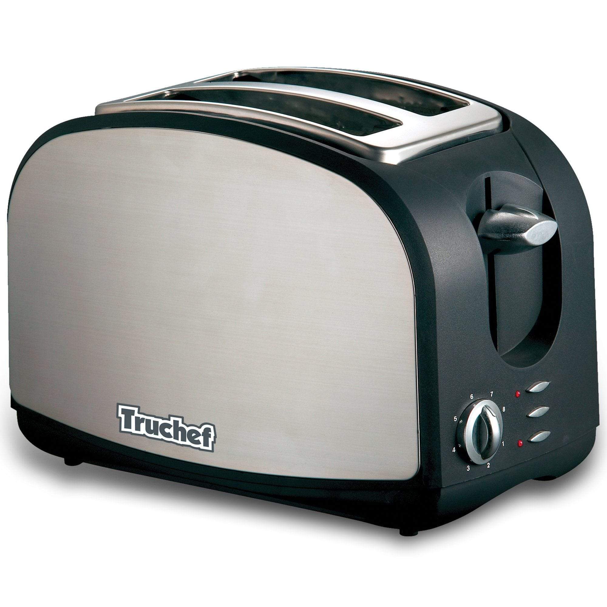 Truchef USA 4-Slice Toaster 5001 - Stainless Steel, Wide Slots, Bagel & Defrost Functions - Perfect for Breakfast, Office, and Dorm Room Use