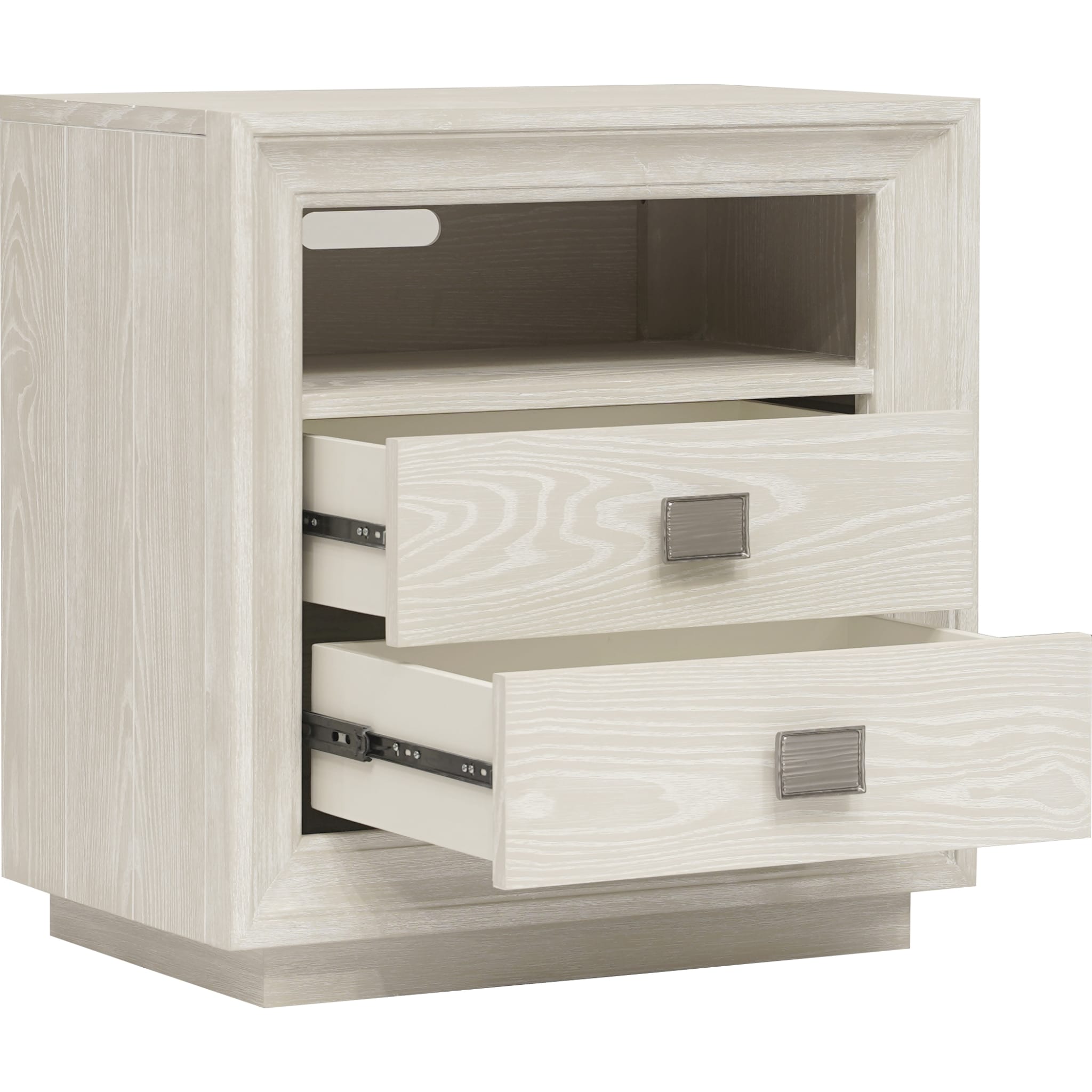 Maxime Two Drawer USB Charging Nightstand - Modern Bedside Table with Built-in USB Ports for Phones & Devices - Perfect for Bedroom, Guest Room, or Apartment