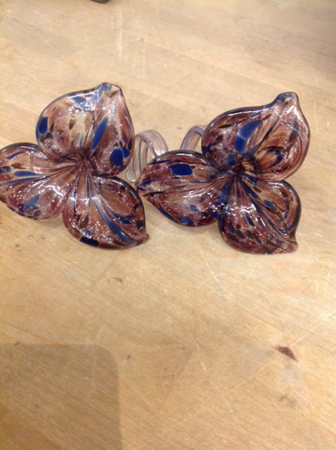 Set of 2 Handcrafted Art Glass Flowers - Elegant Home Decor for Table Centerpieces, Wedding Decorations & Gift Ideas