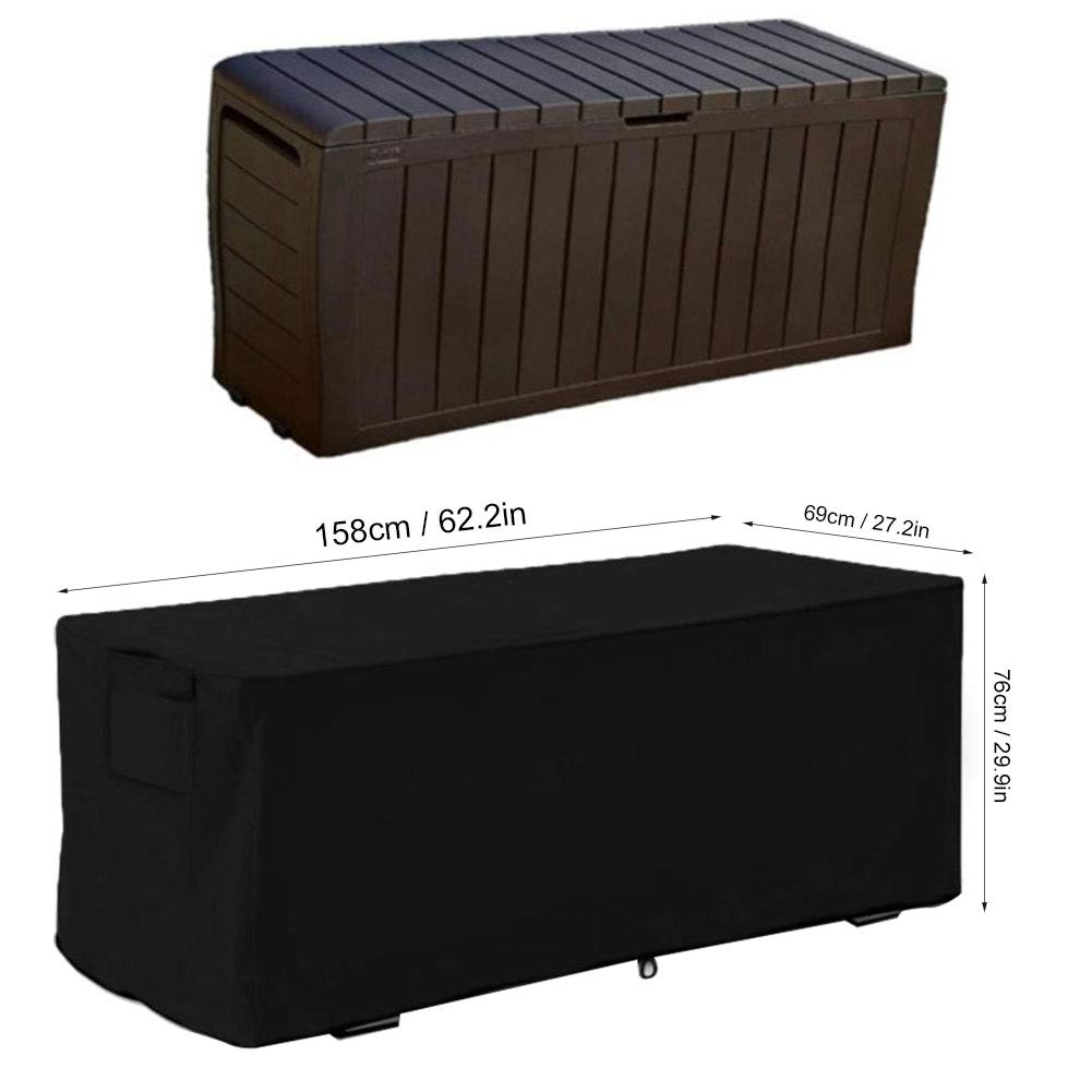 Outdoor Deck Box Cover - Weatherproof Storage Box for Patio, Garden & Backyard - Heavy Duty Waterproof & UV Resistant (Black) - Perfect for Storing Cushions, Toys & Outdoor Gear